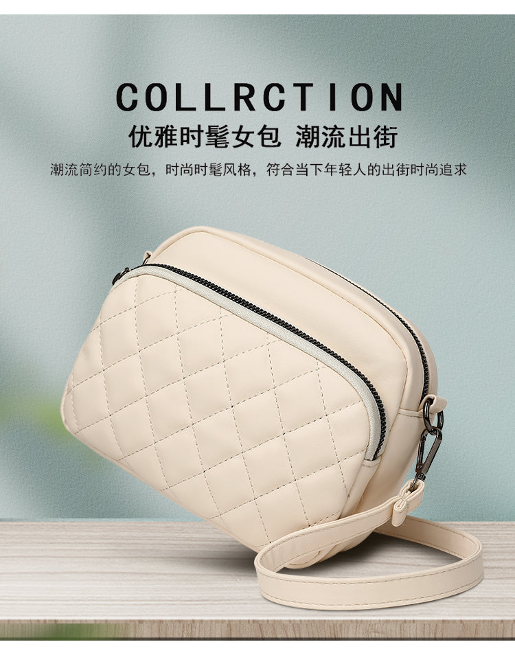 3 zipper Crossbody CAR-7 for Women Elegant Bag (Cream)