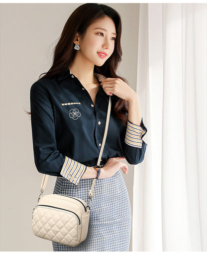 3 zipper Crossbody CAR-7 for Women Elegant Bag (Cream)