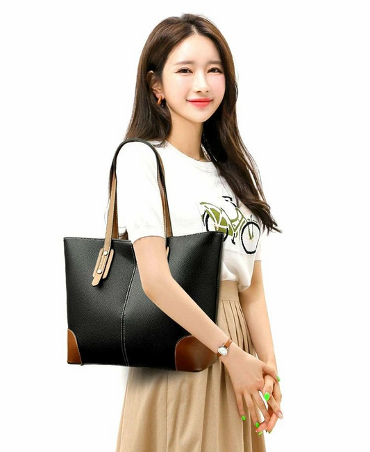 Womens Contrasting Tote Bag (Black)