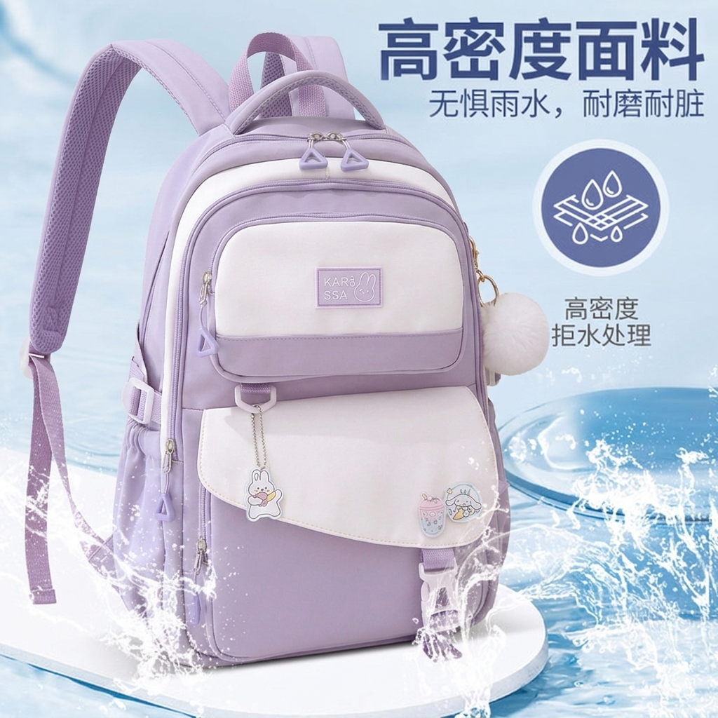 Waterproof Children Premium School Bag (Purple)