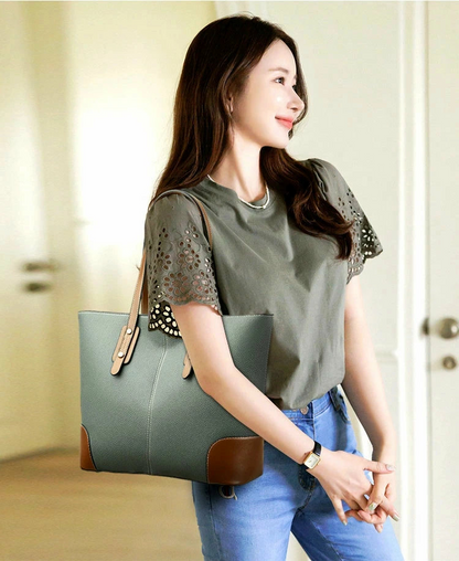 Womens Contrasting Tote Bag (Meroon)
