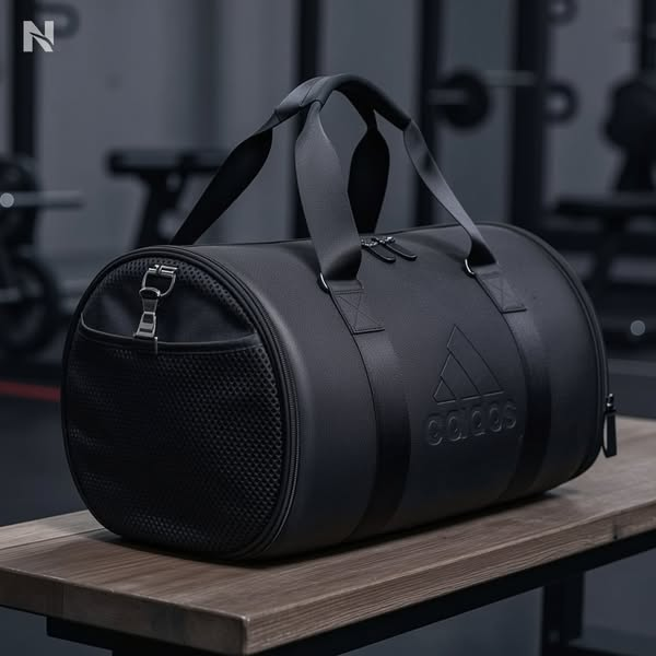 Premium Leather Gym Bag – 15 Inch (Black)