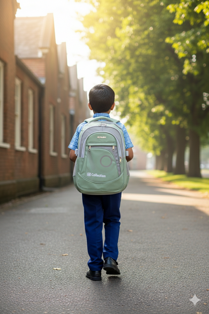 Collection Brand Waterproof School Bag (Sage Green)