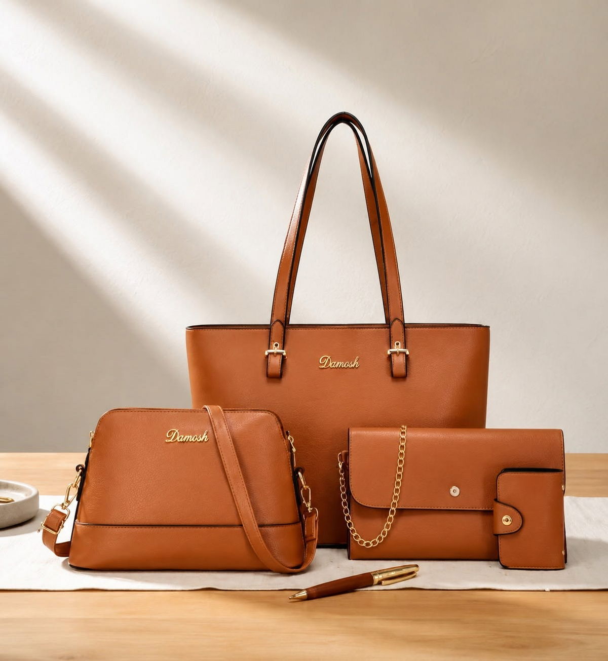 4pcs  Combo Women Tote Bag (Brown)