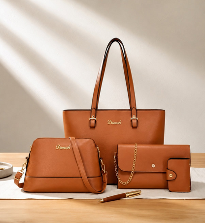 4pcs  Combo Women Tote Bag (Brown)