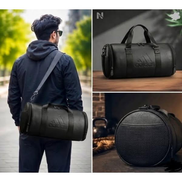 Premium Leather Gym Bag – 15 Inch (Black)