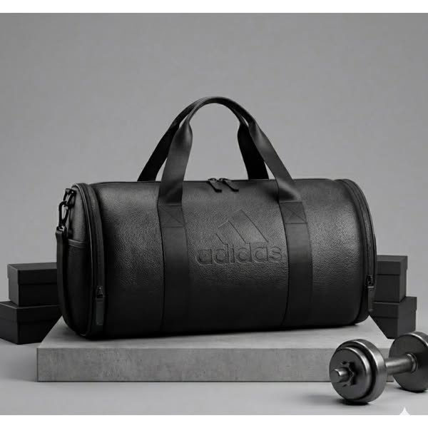 Premium Leather Gym Bag – 15 Inch (Black)