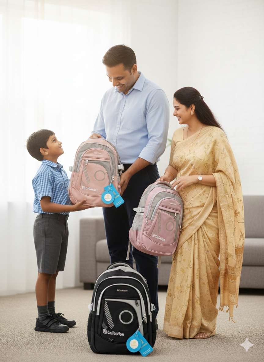 Collection Brand Waterproof School Bag (Soft Pink)