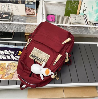 Aesthetic Large Capacity Cute Backpack (RED)