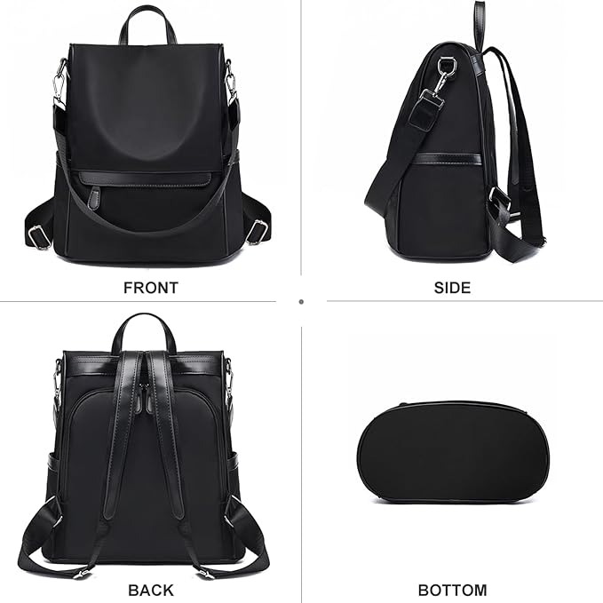 Nylon Waterproof Anti-Theft Travel Bagpack(black)