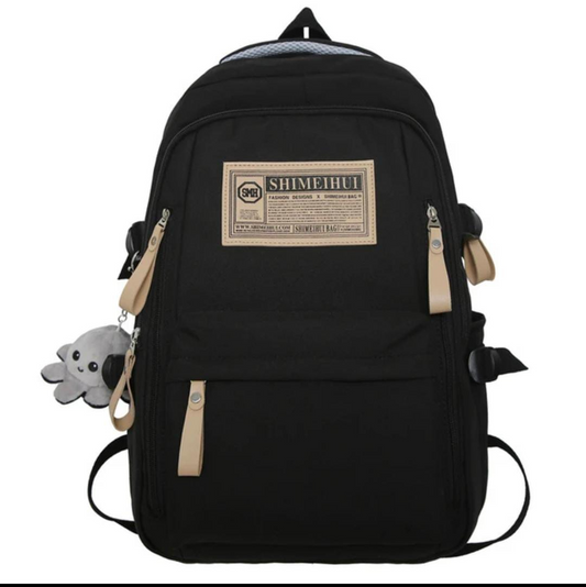 Aesthetic Large Capacity Cute Backpack (Black)