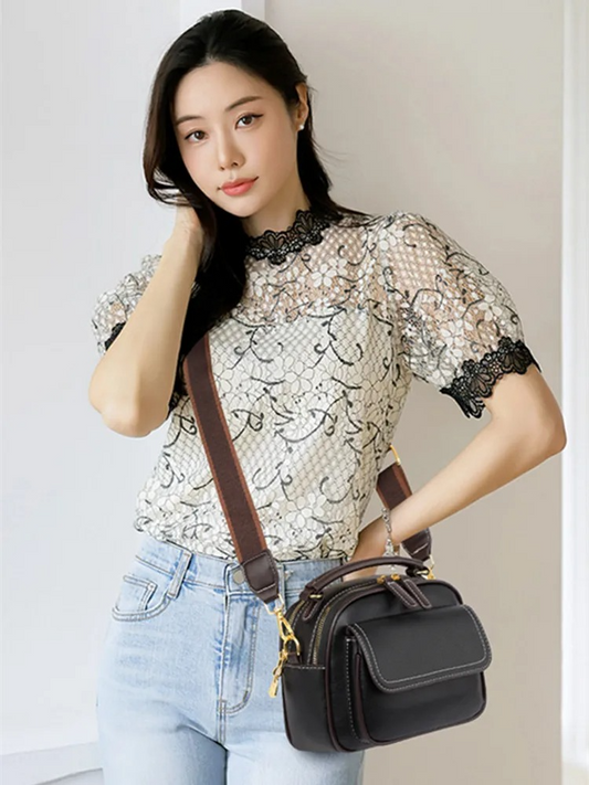 Women Handbag soft small Shoulder bag(coffee)
