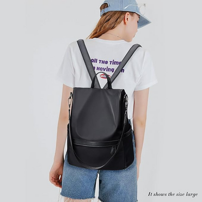 Nylon Waterproof Anti-Theft Travel Bagpack(black)