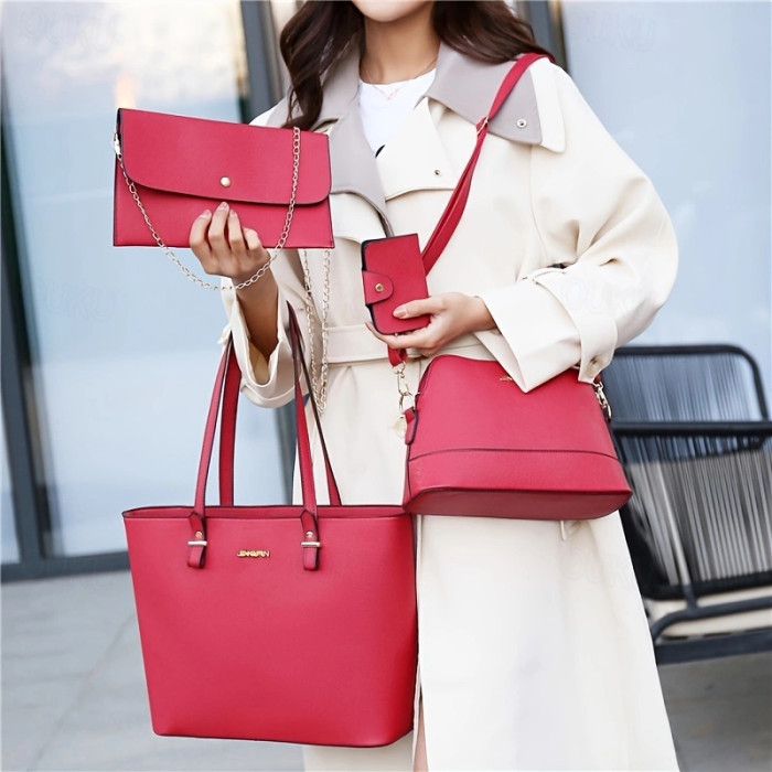 4pcs  Combo Women Tote Bag (Brown)
