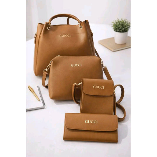 4pcs  Combo Women Best Leather Tote Bag (Brown)