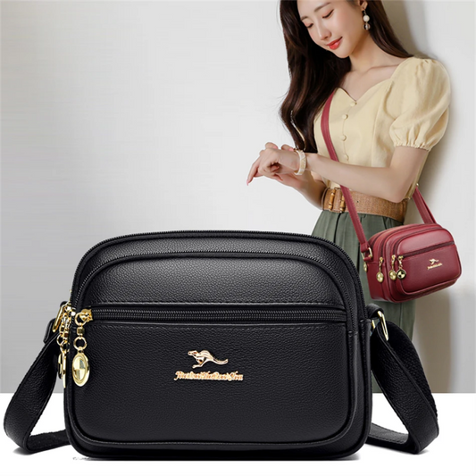 Stylish Crossbody Multi-pocket Soft Leather Handbags (black)