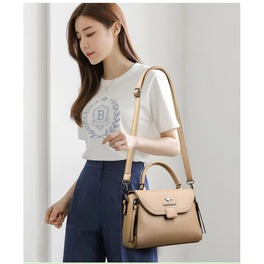 High Quality pu Leather Kangaroo Handbag(Off-white)