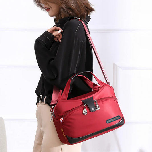 Women Sling Crossbody Bag LargeCapacity Oxford Cloth Messenger Handbag (Maroon)