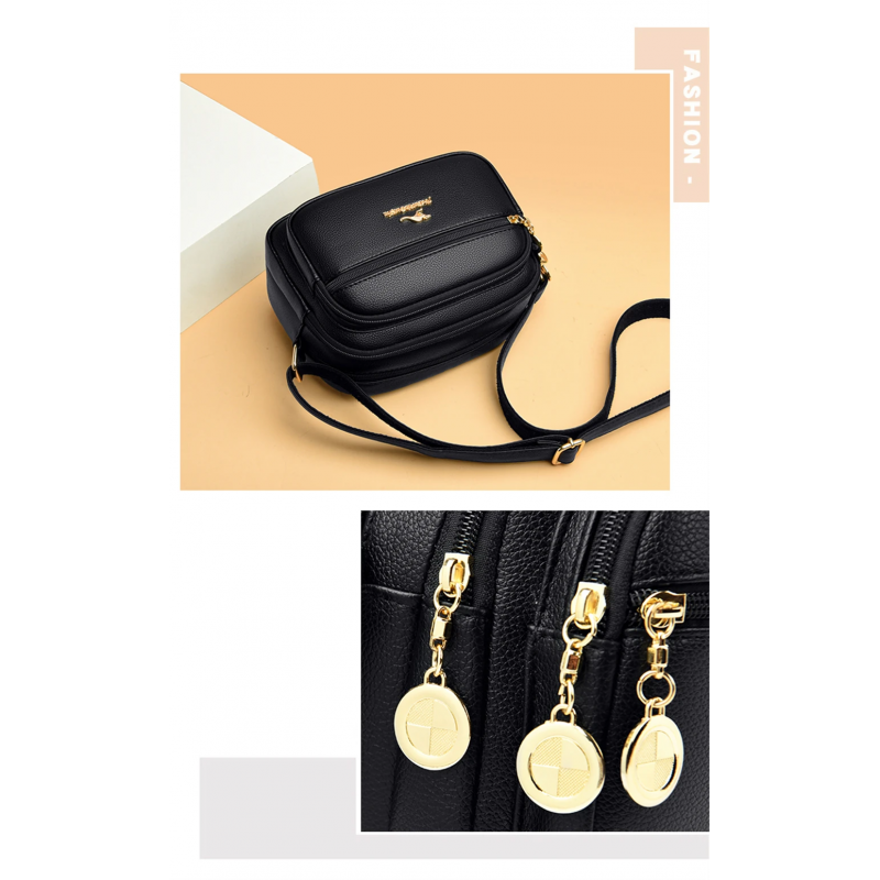 Stylish Crossbody Multi-pocket Soft Leather Handbags (black)