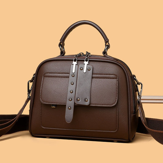 Genuine Soft Leather Handbag (Coffee)