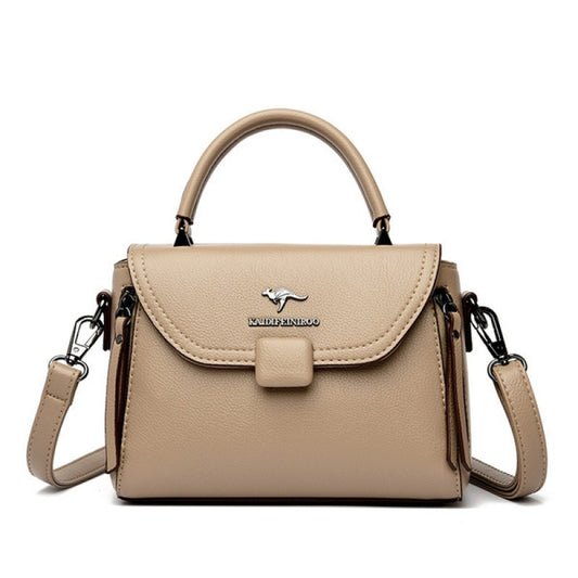 High Quality pu Leather Kangaroo Handbag(Off-white)