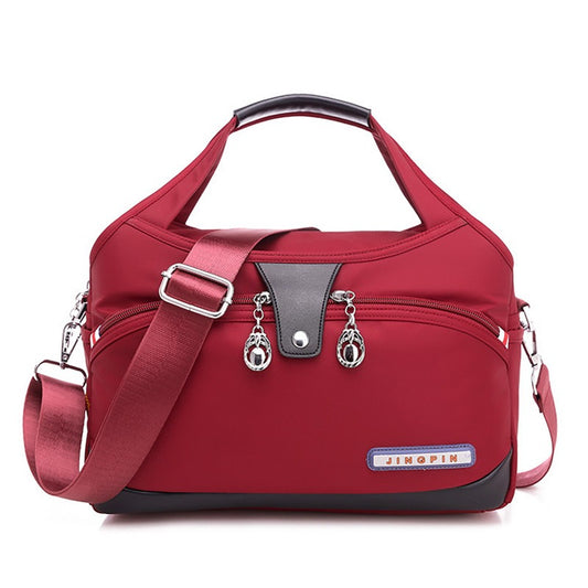 Women Sling Crossbody Bag LargeCapacity Oxford Cloth Messenger Handbag (Red)