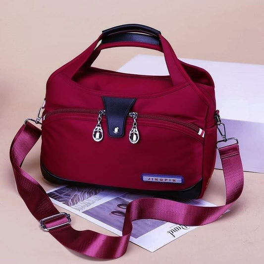 Women Sling Crossbody Bag LargeCapacity Oxford Cloth Messenger Handbag (Maroon)