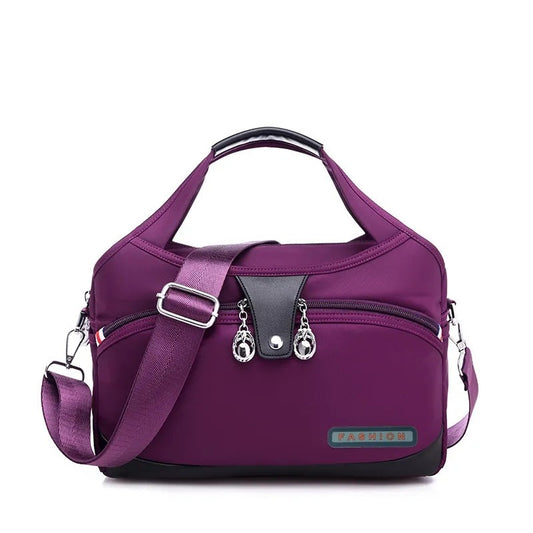 Women Sling Crossbody Bag LargeCapacity Oxford Cloth Messenger Handbag (purple)