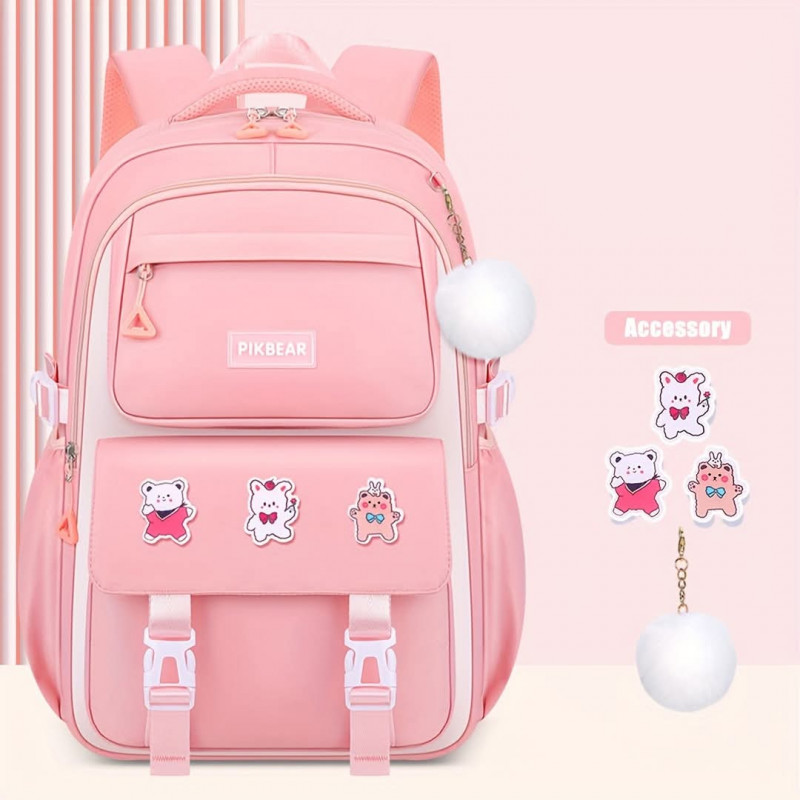 Kids Backpack School Bags Waterproof (Baby Pink)